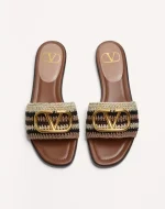 Valentino Vlogo Signature Slide Sandal With Crochet Embroidery - Image 5